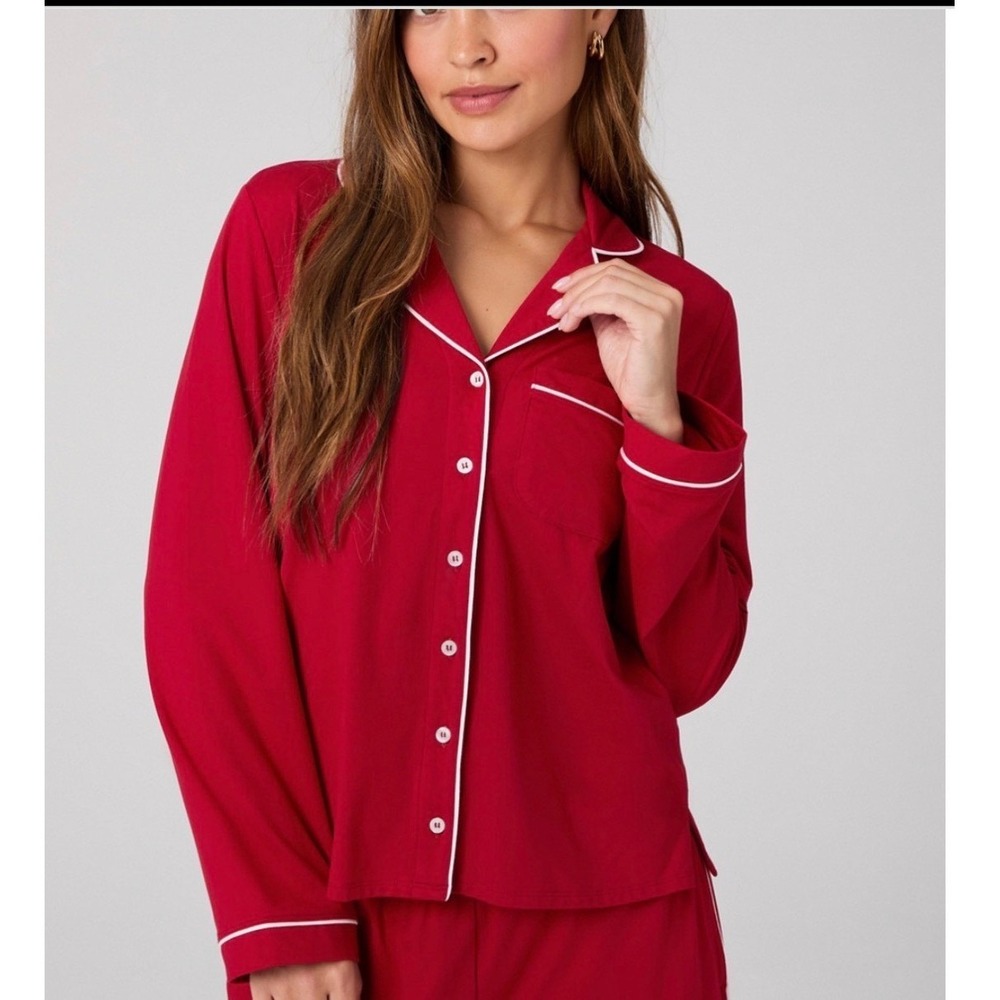 Yitty Cloud Jersey Sleep Long Sleeve Top Holly Berry Red Small LS2500603-6218